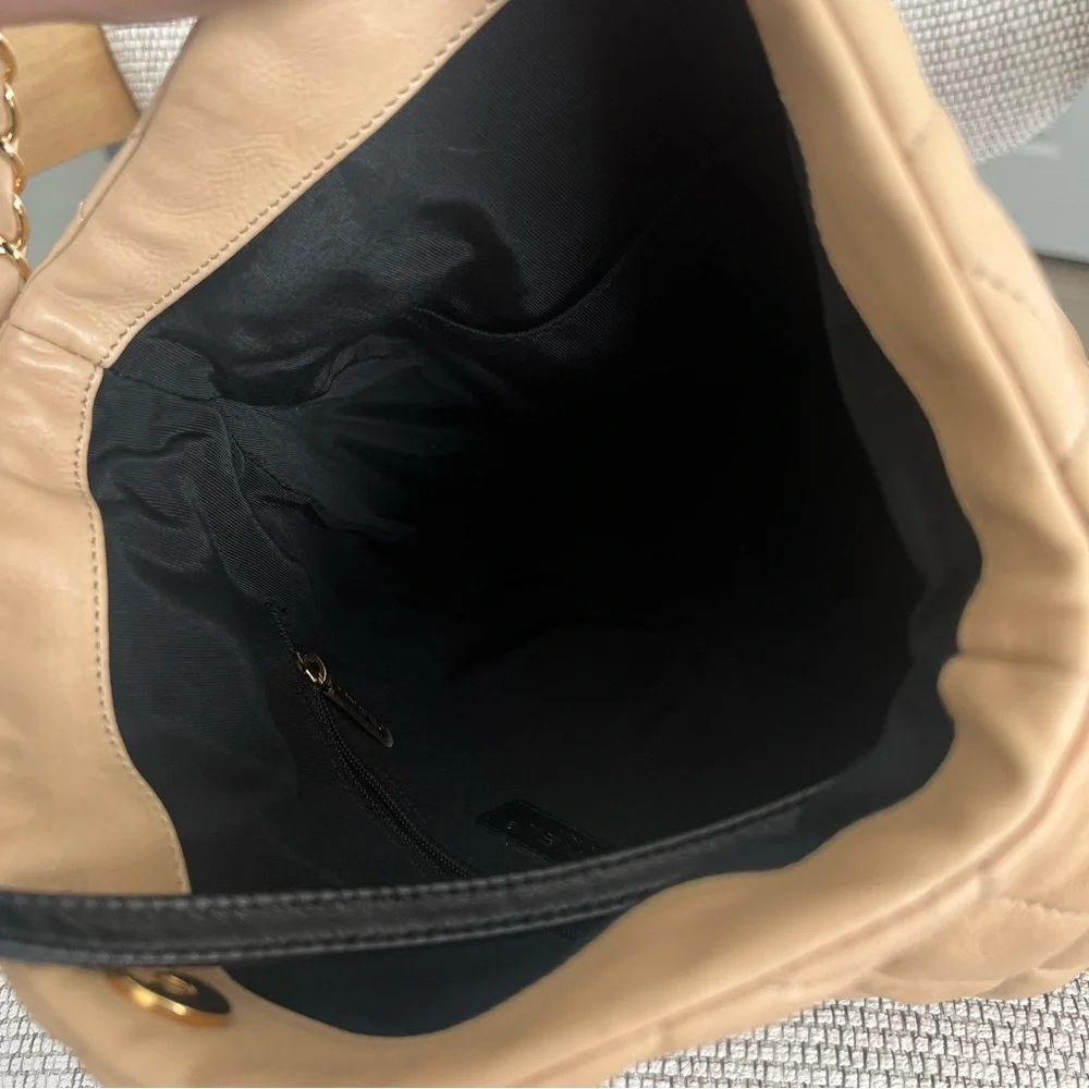 CHANEL Chain Me Hobo Quilted Leather Large in Beige Tan